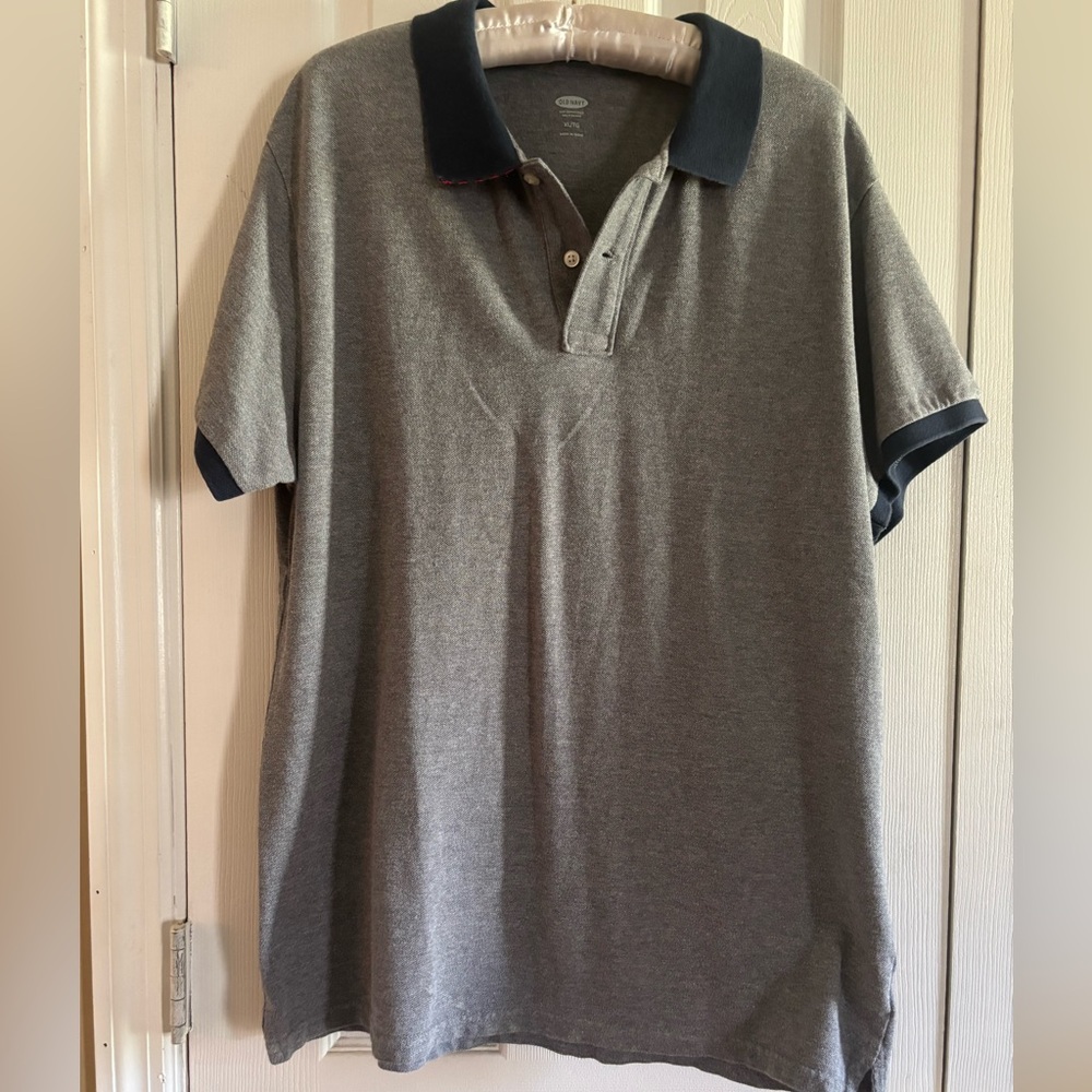 Old Navy Gray Polo with Dark Contrast Collar